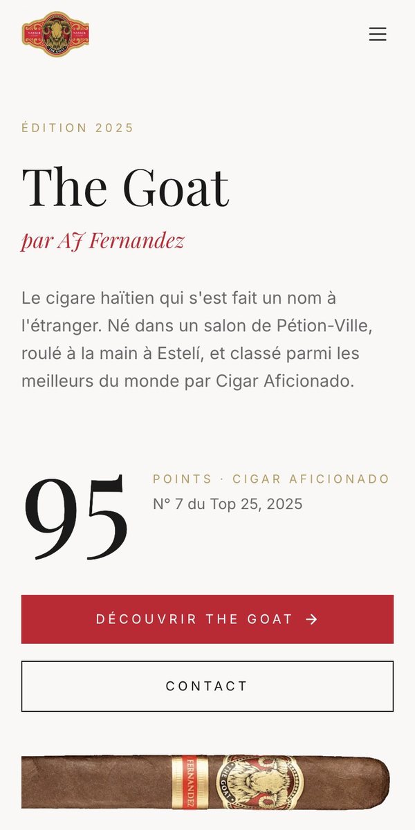 nassercigars.com on a phone, built by Bawo Studio